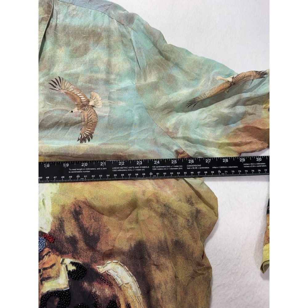 Vintage 90s Nicole Taylor 3X Plus Art to Wear Silk Beaded Cowboy Western Blouse - Picture 13 of 13